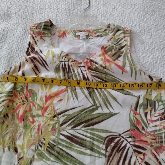 J. Jill Dress Shift Sundress Linen Tropical Palms Pockets Sz S Petite - Picture 9 of 10